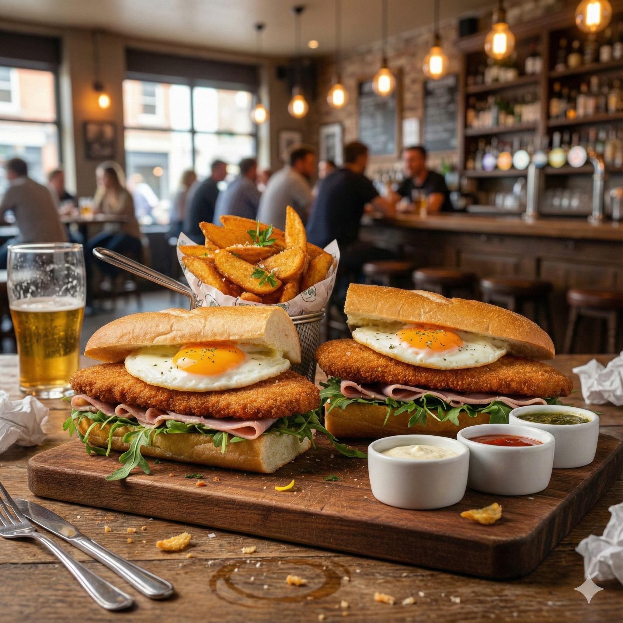 Deliciosas milanesas empanizadas en sándwich con huevo